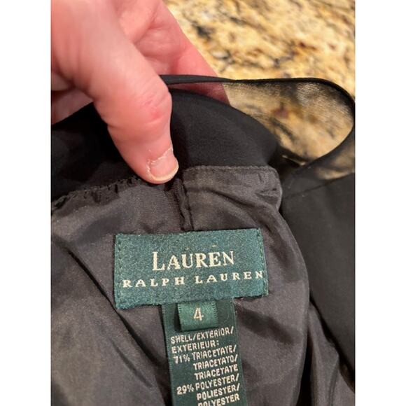 Ralph Lauren Cocktail Dress Wedding Guest Formal Midi Black 100% Silk Size 4 - Picture 6 of 10